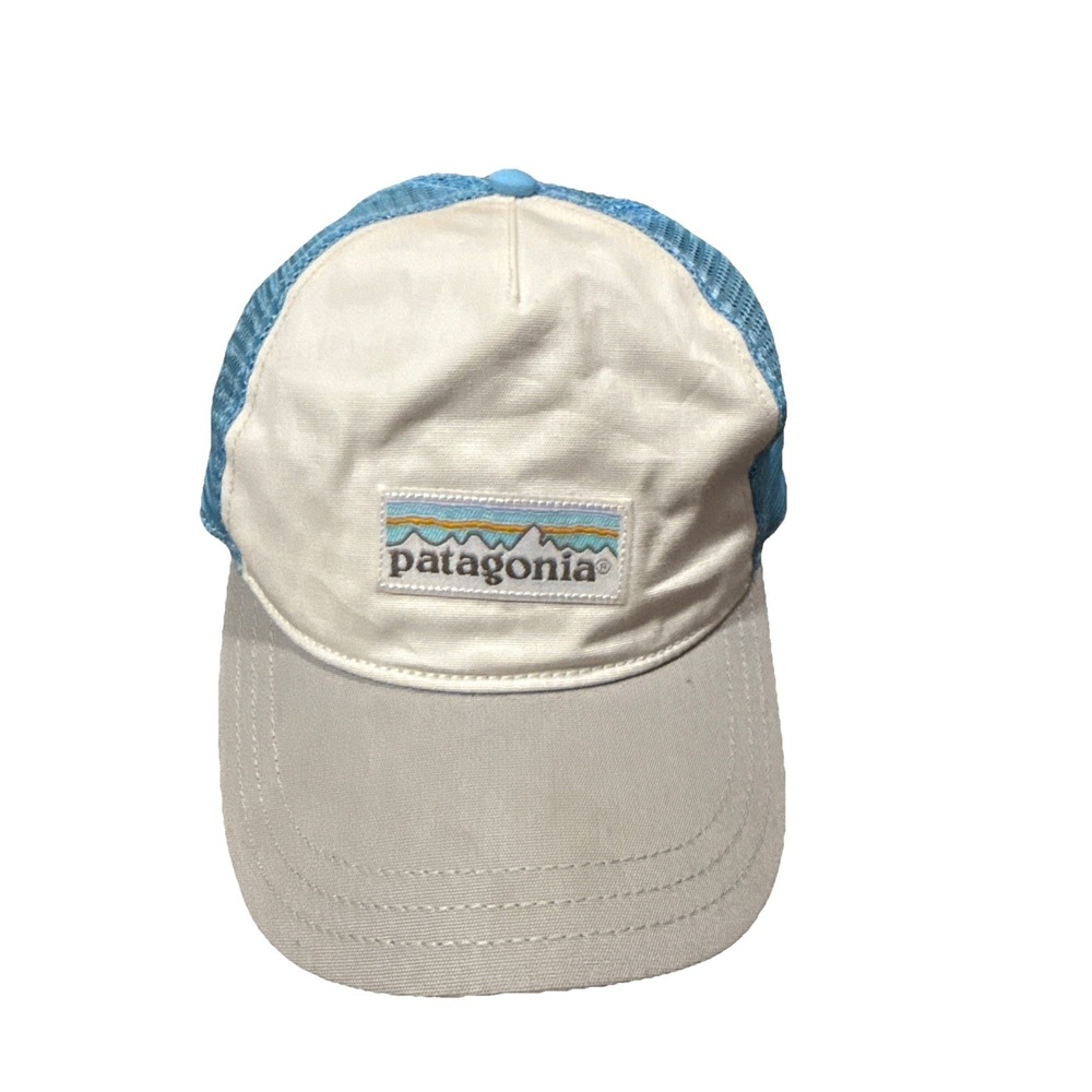 Patagonia Logo Trucker Hat Snap‎ Back Adjustable Blue White Mesh